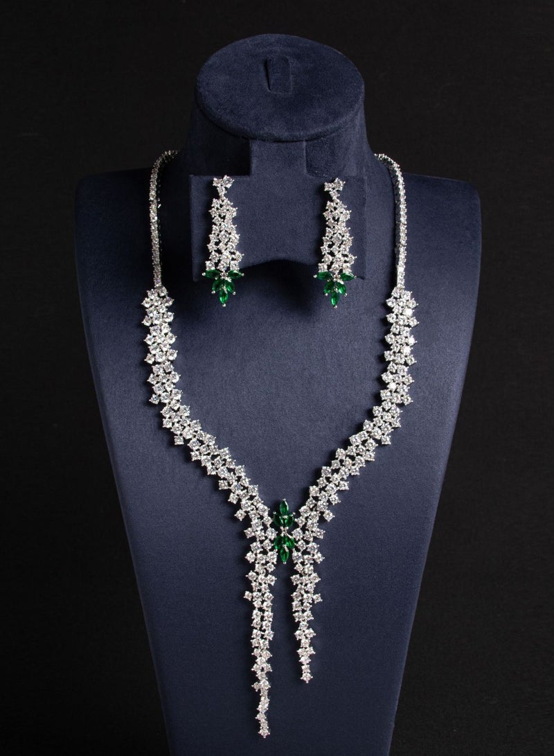 Mark Fairwhale 925 Silver Needle Fashionable Zircon Inlaid Necklace Earrings Niche High-End Evening Dress Set  - Image 1