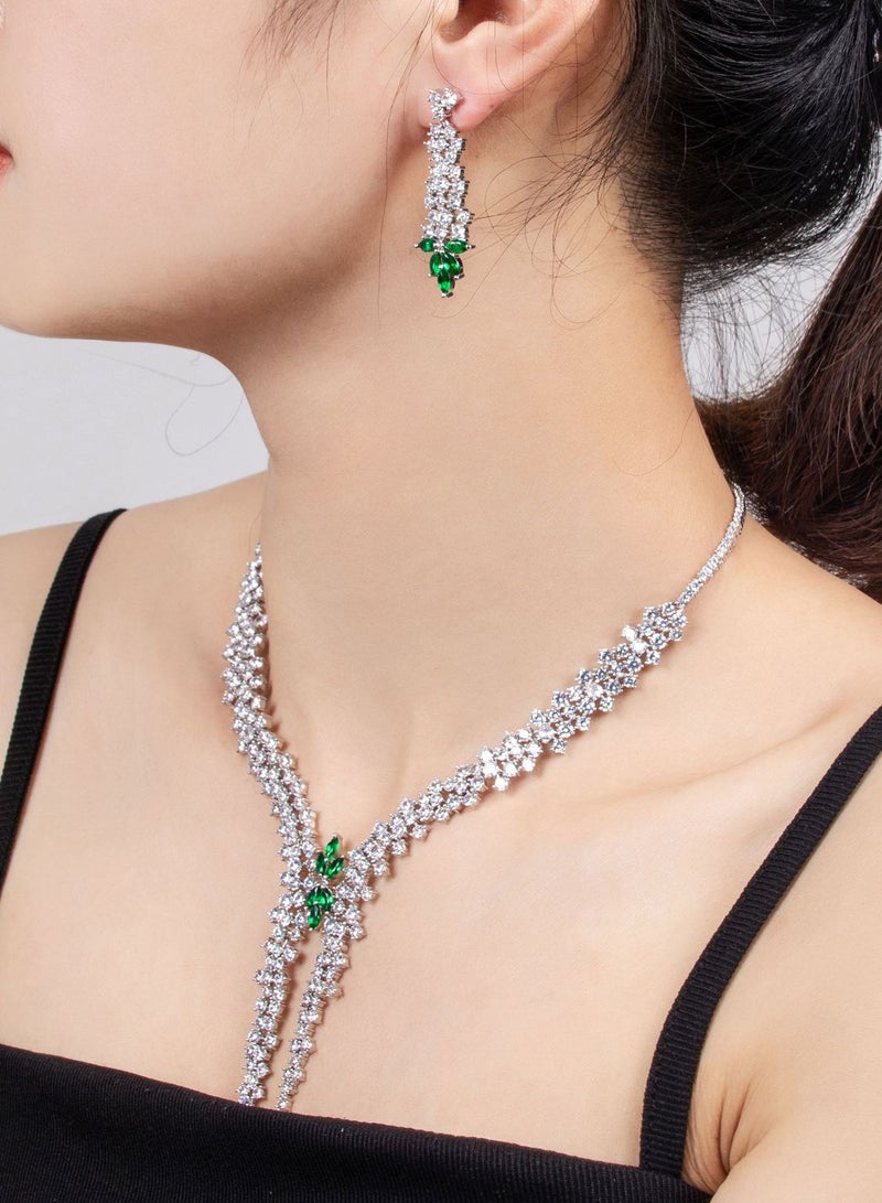 Mark Fairwhale 925 Silver Needle Fashionable Zircon Inlaid Necklace Earrings Niche High-End Evening Dress Set  - Image 2