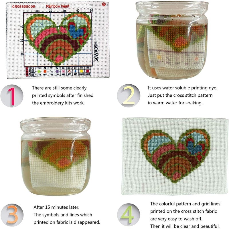 ITSTITCH Stamped Cross Stitch Kits for Adult-Full Set The Pottery and Daisy Patterns Embroidery,Needlepoint Starter Kits 11ct 3 Strands-17.7x11 inch - Image 4