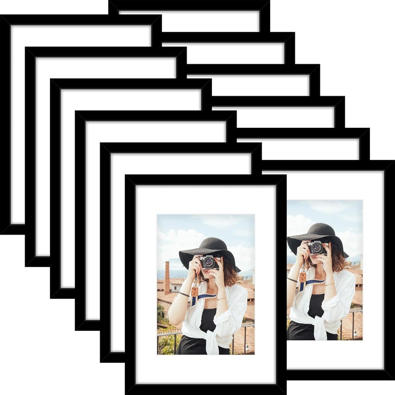 Picrit A3 Picture Frame Set of 12, Display 8.3x11.7 with Mat or 11.7 x 16.5 without Mat, Photo Frames for Wall Mounting Display, Black - Image 1