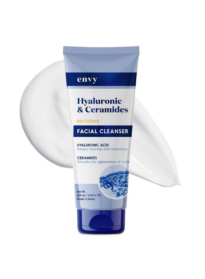 إنفي منظف الوجه إنفي بحمض الهيالورونيك والسيراميد - مرطب ومنعم ومعزز للإشراقة - عناية كورية بالبشرة نظيفة وخالية من القسوة لجميع أنواع البشرة - تم اختباره من قبل أطباء الجلدية - 6.76 أونصة - Image 1