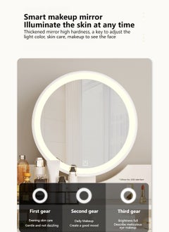Sharpdo Bedroom Dressing Table, Makeup Dressing Table with Mirror and Light, Makeup Dressing Table with 2 Drawers and Storage Shelves (no chair)  - Image 2