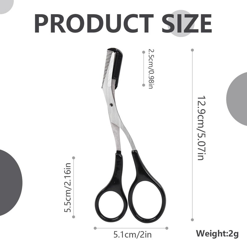 Elandy 1 PCS Men Women Professional Eyebrow Gromming Scissors-Eyelash Hair Remover Tool with Comb and Non Slip Finger Grips(Black+ Silver) - Image 2