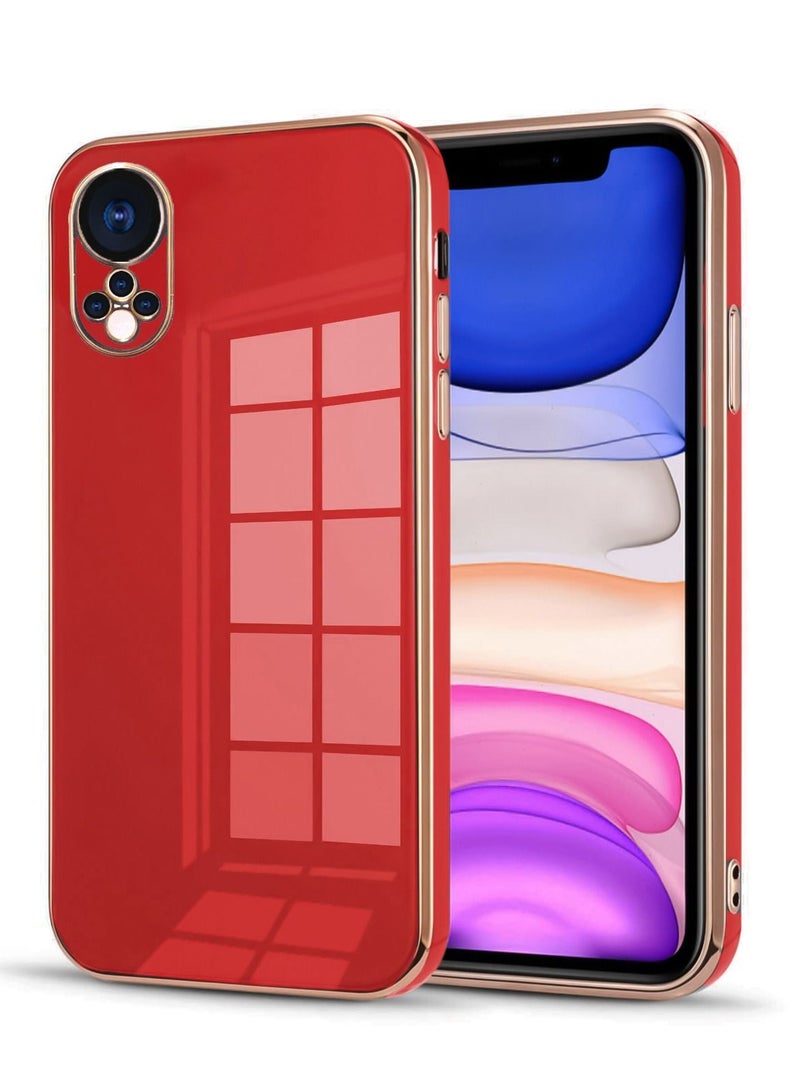 Case Cute Compatible with Honor 50 Case,Luxury Electroplated Edge Soft TPU Bumper, Full Body Camera Protection Shockproof Anti-Fall Heavy Duty Protective Phone Case (Red)
