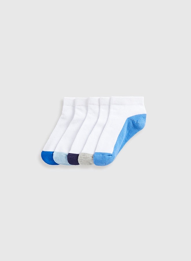 mothercare جوارب تدريب زرقاء وبيضاء - 5 قطع - Image 3
