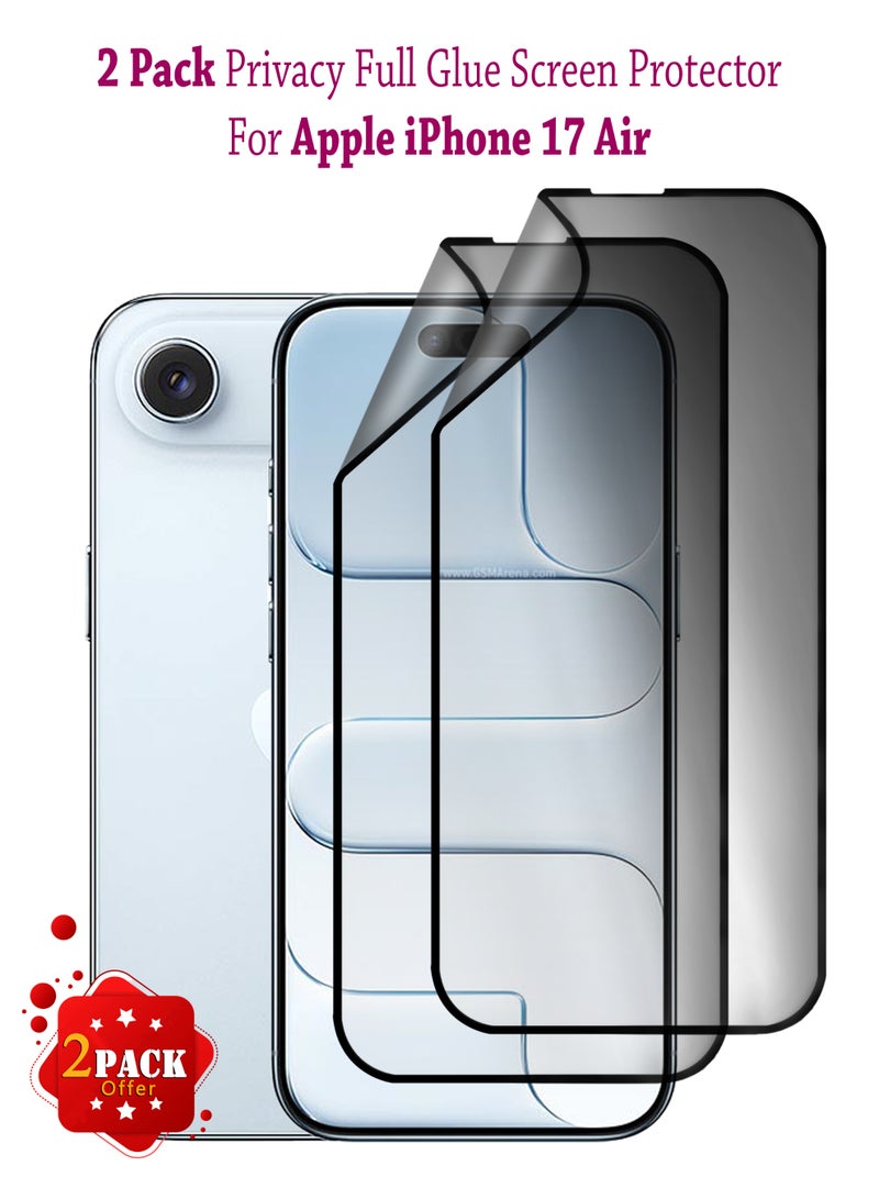 2 Pack Apple iPhone 17 Air  Premium Nano Ceramic Privacy Full Glue Full Cover Clear Flexible Screen Protector For Apple iPhone 17 Air - Privacy - Image 1