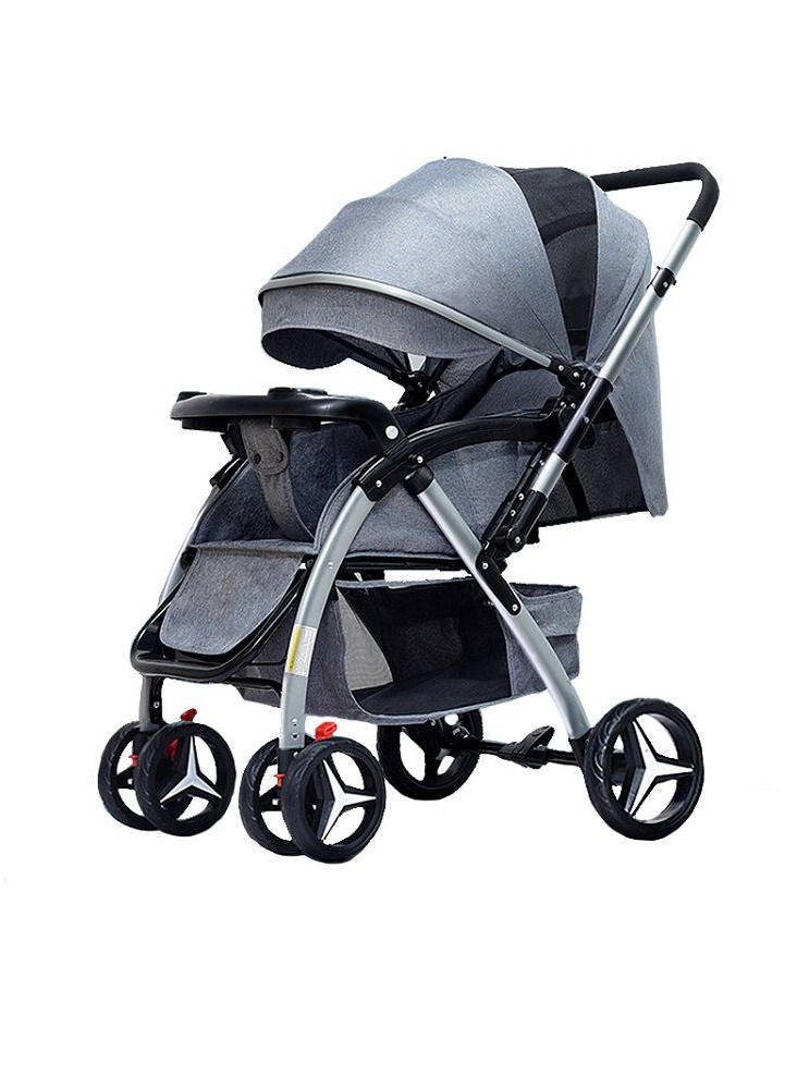 عربة أطفال قابلة للطي قابلة للتعديل ، سرير قابل للتحويل ، عربة أطفال صغيرة الحجم ، عربة أطفال بمقعد رمادي - Image 1