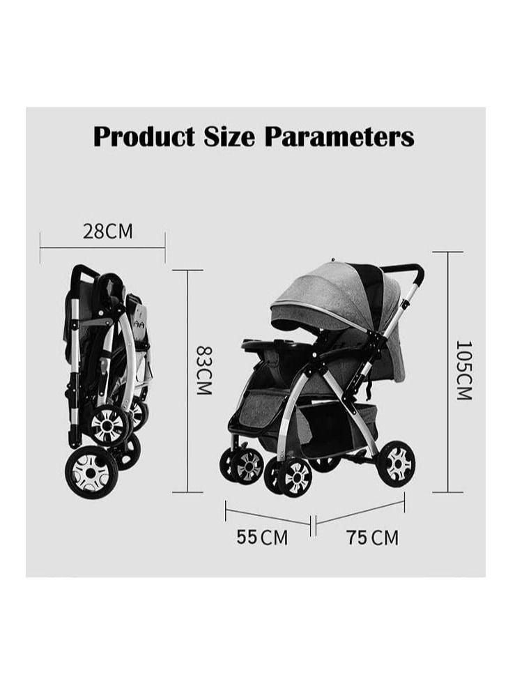 عربة أطفال قابلة للطي قابلة للتعديل ، سرير قابل للتحويل ، عربة أطفال صغيرة الحجم ، عربة أطفال بمقعد رمادي - Image 4