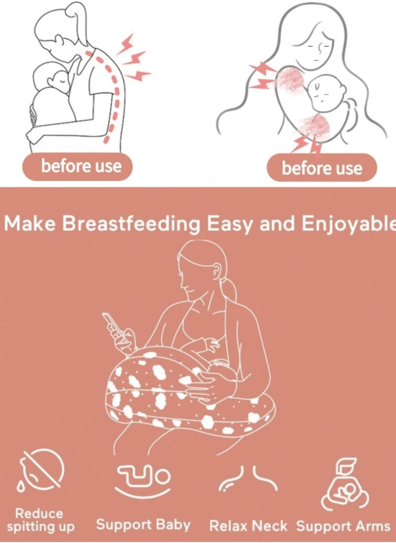 Momcozy وسادة الرضاعة للرضاعة الطبيعية، وسائد الرضاعة الطبيعية الأصلية ذات الحجم الكبير لمزيد من الدعم للأم والطفل، مع حزام خصر قابل للتعديل وغطاء قطني قابل للإزالة  - Image 5