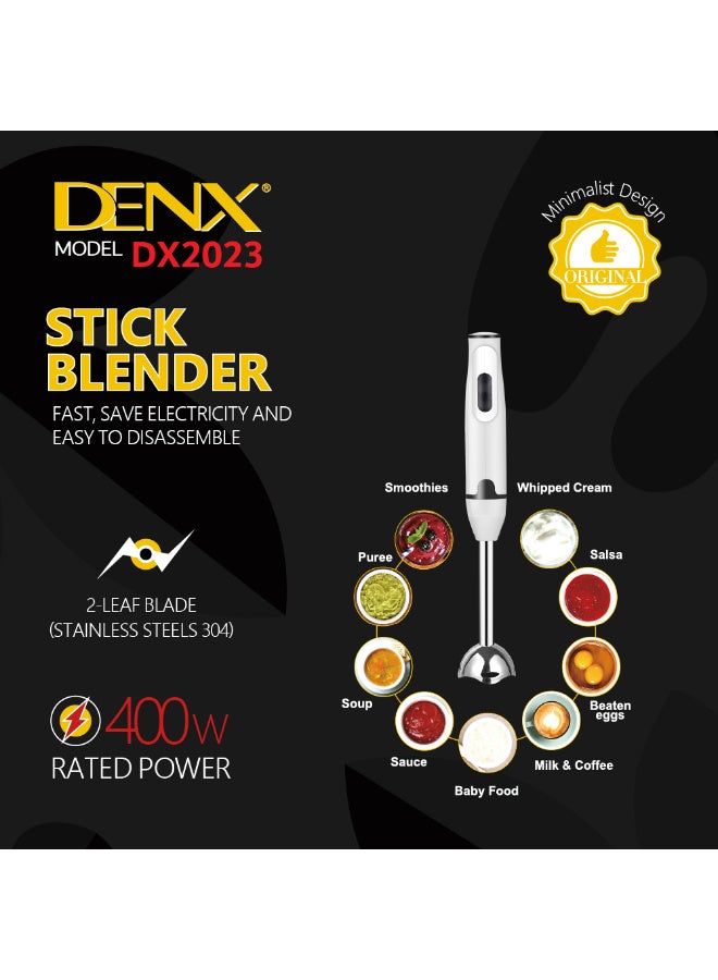Denx Hand Blender with Stainless Steel Blade, Low Noise, 2 Speed Control, Ideal For Smoothies, Shakes, Purees and More - Image 2