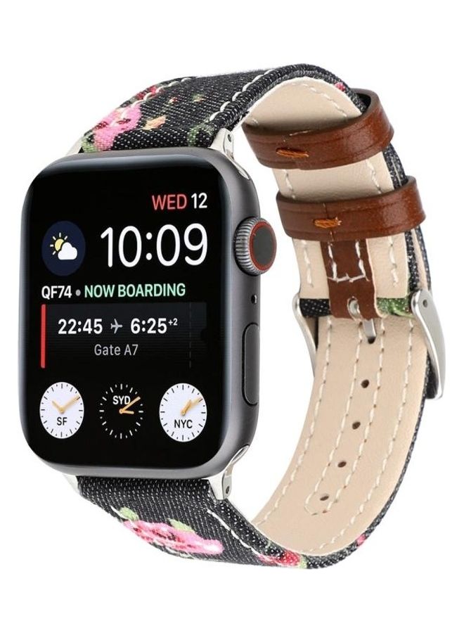 HuHa Denim Flower Pattern Genuine Watch Strap Black - Image 3