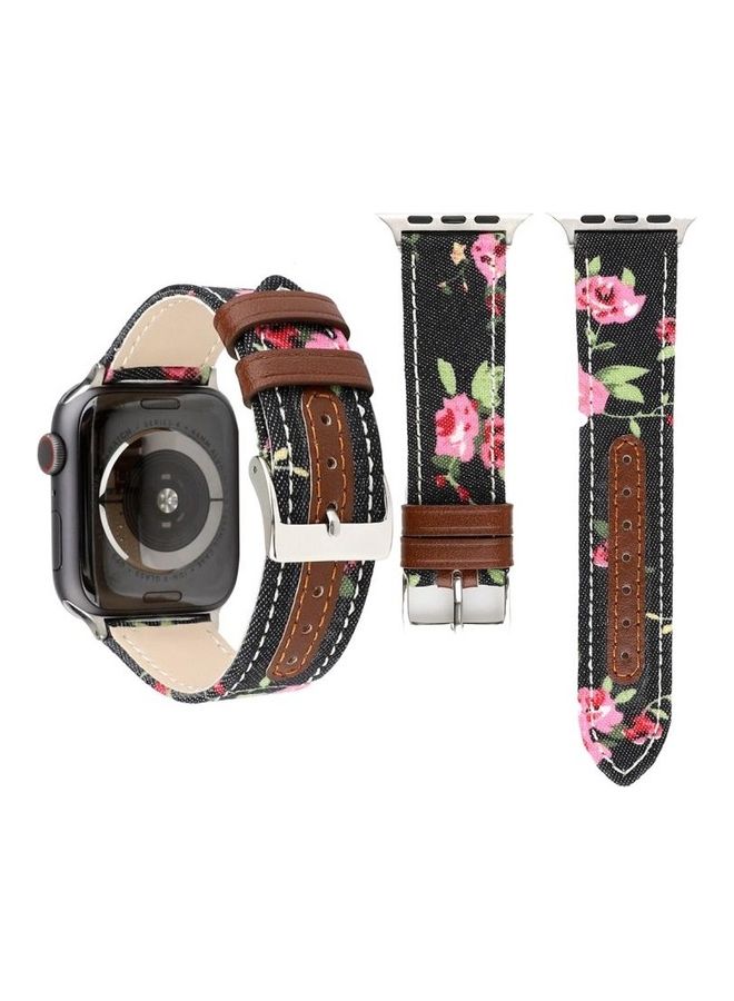 HuHa Denim Flower Pattern Genuine Watch Strap Black - Image 2