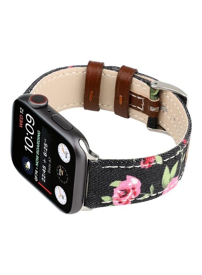 HuHa Denim Flower Pattern Genuine Watch Strap Black - Image 5