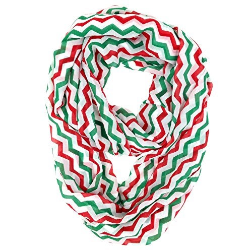Tapp Collections Tapp C. Vertical Chevron Sheer Infinity Scarf - Green/Red/White - Image 4