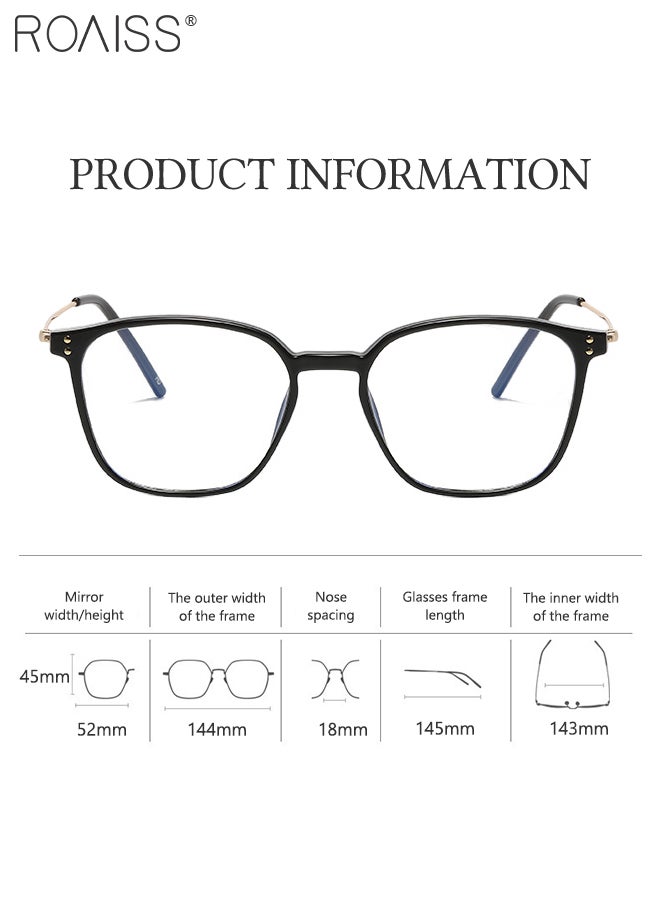 roaiss Blue Light Blocking Glasses Blue Light Filter Computer Reading Gaming TV Phones Square Eyeglasses Fashion Anti Eyestrain Headache Eyewear for Men Women Black Gold 52mm - Image 4