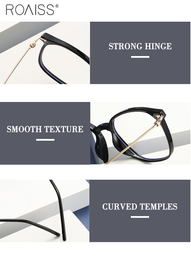 roaiss Blue Light Blocking Glasses Blue Light Filter Computer Reading Gaming TV Phones Square Eyeglasses Fashion Anti Eyestrain Headache Eyewear for Men Women Black Gold 52mm - Image 5