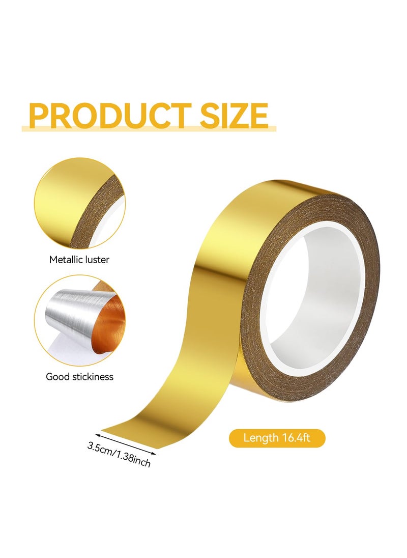 HASTHIP - HASTHIP® 1 Roll Crafting Tape Golden Foil Tape Scrapbooking Tape Decorative Masking Tape Metallic Golden Washi Masking Tape Self Adhesive Decorative Washi Tape for DIY Crafts, 35mm x 50m Per Roll - Image 1