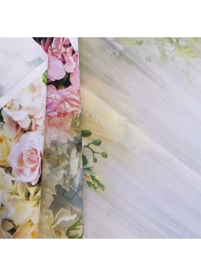 Riyidecor - Wedding Flowers Backdrop Bridal Floral Wall Backdrop Fabric Polyester Pink White Gauze Rose Photography Background Reception Ceremony 7Wx5H Feet Decoration Props Party Photo Shoot Backdrop - Image 1