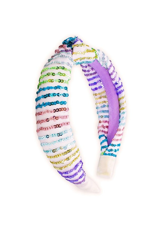 FROG SAC Knot Headband For Girls Knotted Hair Bands For Kids Sparkly Girl Hair Accessories (Whitesequin)  - Image 2