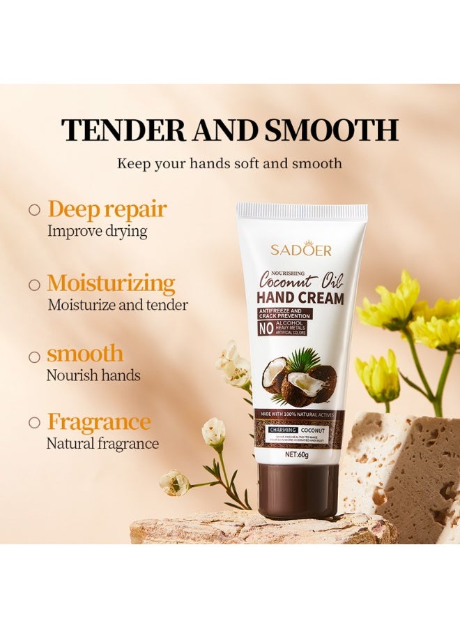 SADOER 2-PACKS Coconut Oil Hand Cream,Nourishing Whitening Moisturizing Skin Care Cream, Fast Absorbing Anti Ageing Hand Cream 60g*2 - Image 5