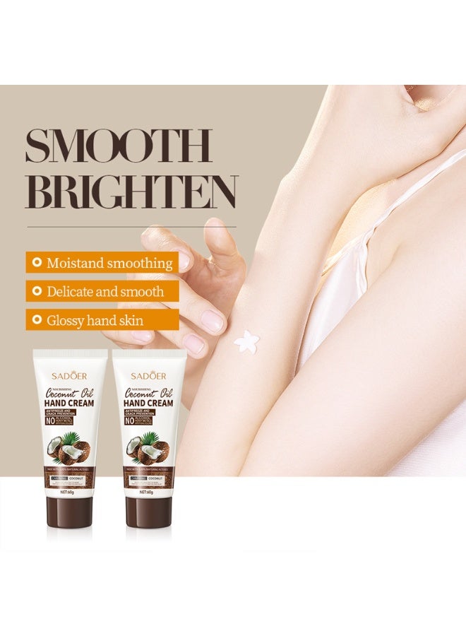 SADOER 2-PACKS Coconut Oil Hand Cream,Nourishing Whitening Moisturizing Skin Care Cream, Fast Absorbing Anti Ageing Hand Cream 60g*2 - Image 3