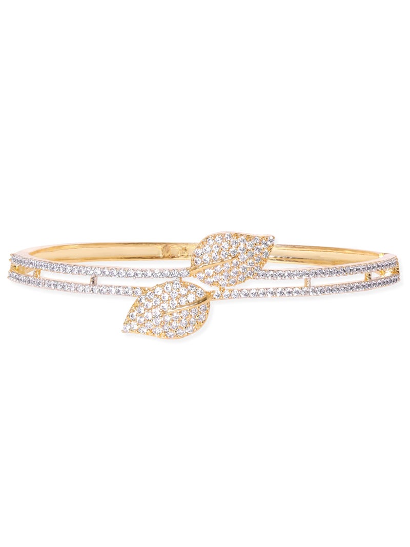 Rubans Womens Cubic Zirconia Gold-Plated Bangle-Style Bracelet - Image 1