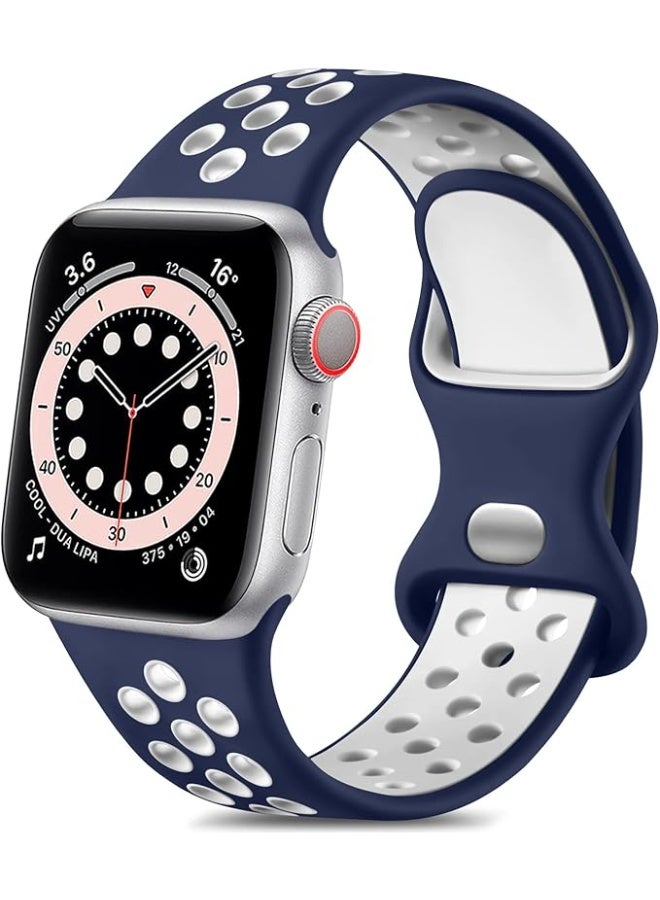 Sport Strap Compatible with Apple Watch Strab 42mm 44mm 45mm 46mm 49mm, Breathable Silicone Double Hole Snap Band for iWatch Strap Ultra 2 SE Series 10 9 8 7 6 5 4 3 2 1 - Image 4