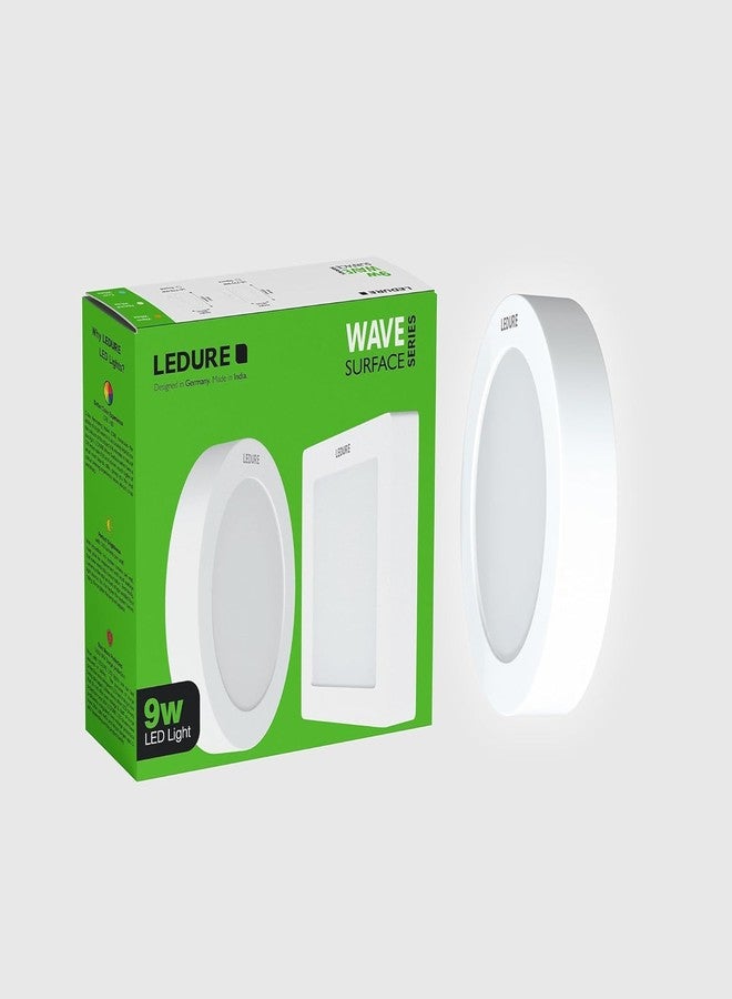 LEDURE Wave Surface 9W Square Downlight | Full Glow LED Downlight | Surface Downlight for Ceiling| Surface Mount Ceiling Light for Home, Office, Bedroom & Hall (Warm White,Pack of 1)
