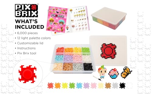 Pix Brix Pixel Art kit Puzzle Bricks  6000 Piece Pixel Art Container 12 Color Light Palette  Interlocking Building Bricks Create 2D and 3D Builds Without Water or Glue  Stem Toys Ages 6 Plus - Image 5