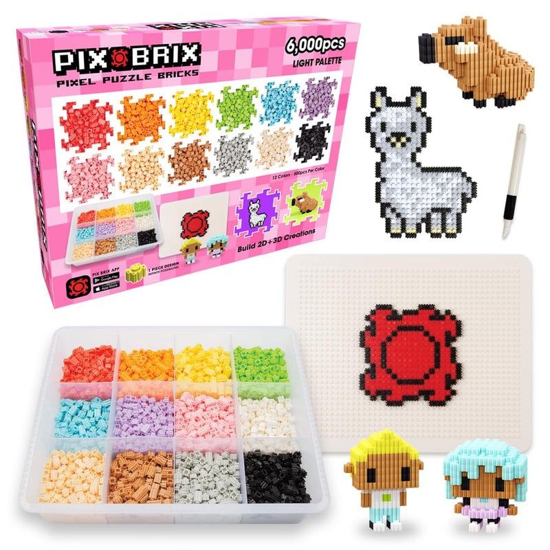 Pix Brix Pixel Art kit Puzzle Bricks  6000 Piece Pixel Art Container 12 Color Light Palette  Interlocking Building Bricks Create 2D and 3D Builds Without Water or Glue  Stem Toys Ages 6 Plus - Image 3