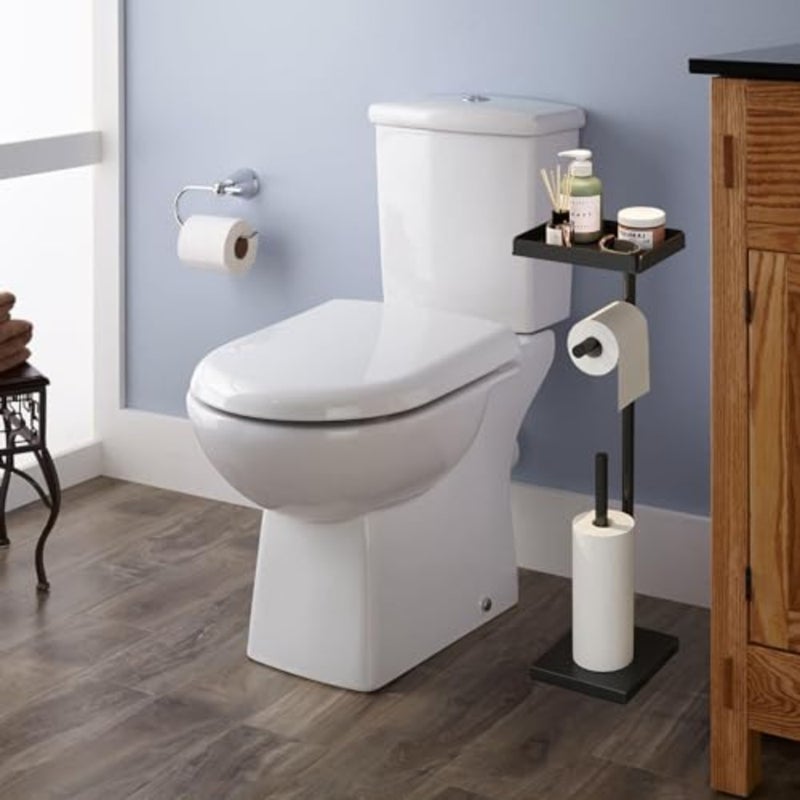 Toilet Paper Holder, Free Standing Toilet Roll Holder for 3-4 Rolls with Heavy Base, Tissue Paper Roll Dispenser Storage with Tray for Bathroom - Image 2
