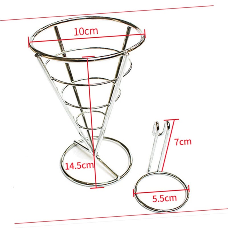 Stainless Steel French Fry Cone Holder With Sauce Dippers For Buffet Party Food Display - Image 3