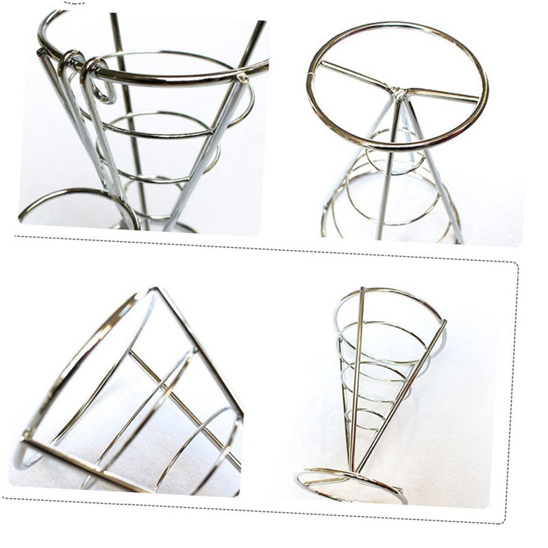 Stainless Steel French Fry Cone Holder With Sauce Dippers For Buffet Party Food Display - Image 4