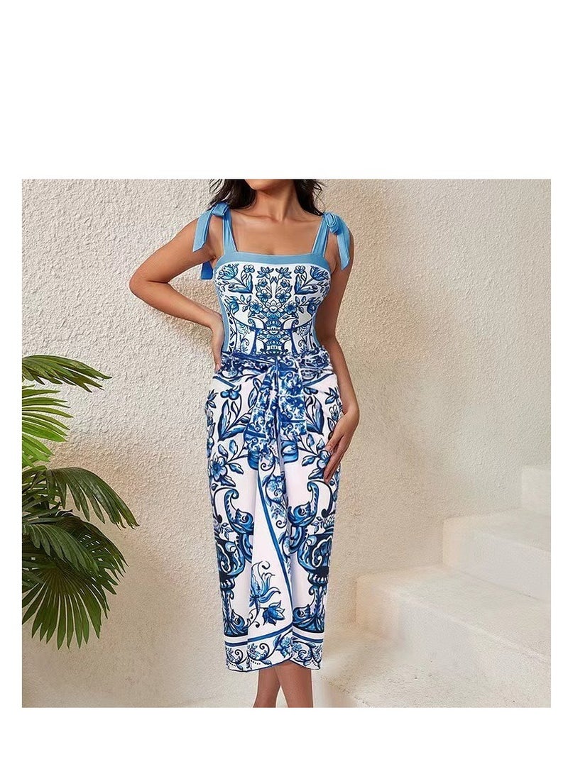 Y&D 2 Piece Swimsuits for Women High Waisted Bikini Sets Retro Swimsuit with Cover up Beach Wrap Skirt - Image 4