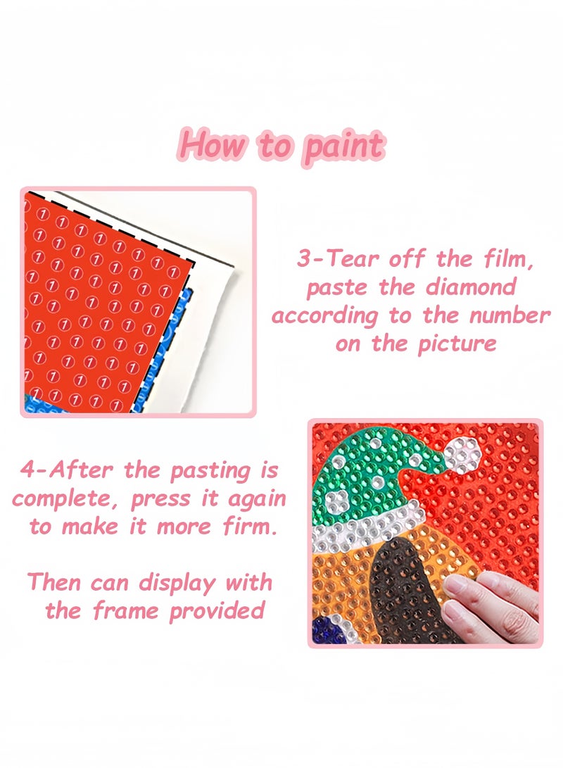 Diamond Painting Kits for Kids Beginner-Framed DIY 5D Full Drill Diamond Art Kits for Children,Cute Animals Round Crystal Rhinestone Gem Art Crafts Home Wall Art Decor 5.9X5.9 Inches - Image 5