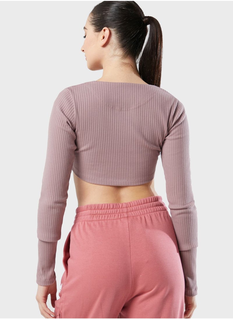 Adidas - Rib Crop Logo T-Shirt - Image 1