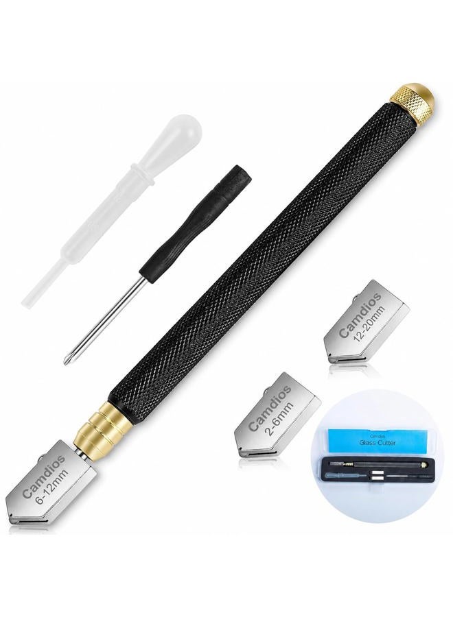 Camdios Glass Cutter 2mm-20mm, Upgrade Glass Cutter Tool, Pencil Style Oil Feed Carbide Tip for Glass Cutting/Tiles/Mirror/Mosaic. - Image 1