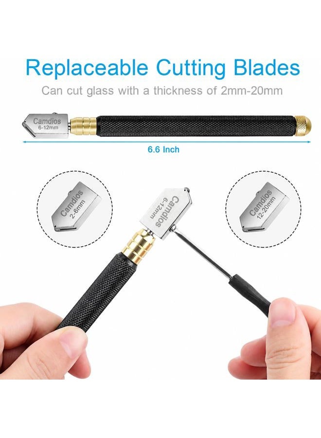 Camdios Glass Cutter 2mm-20mm, Upgrade Glass Cutter Tool, Pencil Style Oil Feed Carbide Tip for Glass Cutting/Tiles/Mirror/Mosaic. - Image 4