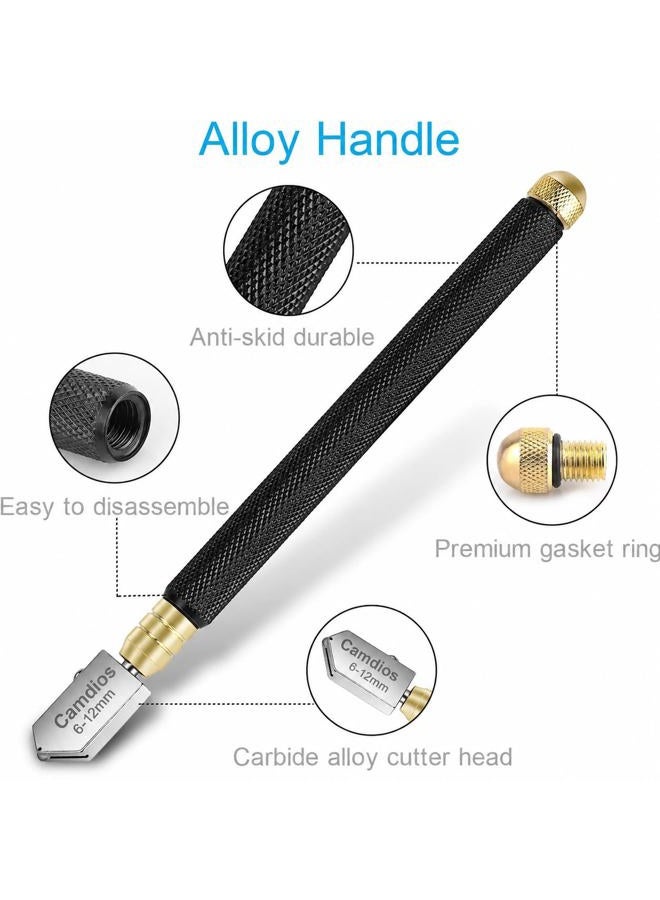 Camdios Glass Cutter 2mm-20mm, Upgrade Glass Cutter Tool, Pencil Style Oil Feed Carbide Tip for Glass Cutting/Tiles/Mirror/Mosaic. - Image 5