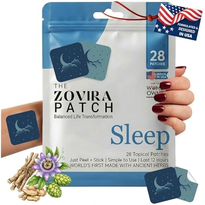 Zovira Sleep Patches for Adults — Extra Strength Melatonin & Magnesium Patch — Time-Release Sleep Aid Stickers — Non-Habit Forming, Hypoallergenic — 28 Transdermal Patches for Deep Rest & Relaxation - Image 1