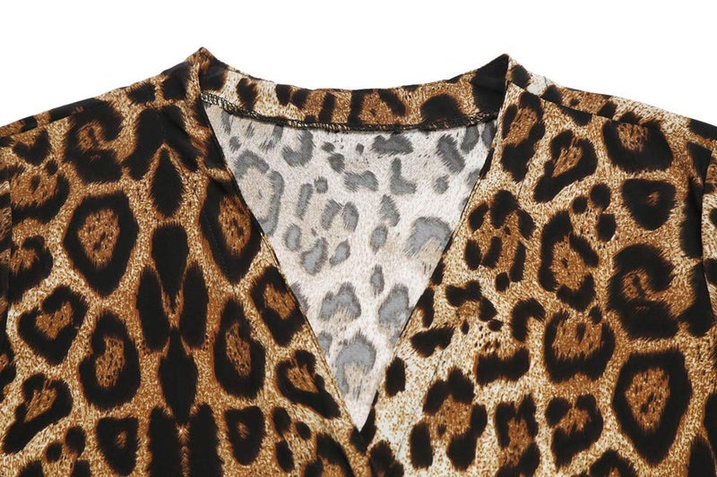 QegarTop Womans Long Cardigan with Pockets Printed Sexy Lightweight Button Cardigans Shirts for Ladies Brown - Image 5