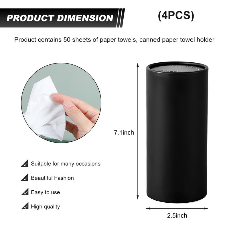 DXNQ 4 PCS Car Tissues Holder, Car Cup Holder Refillable Travel Tissues Tube with Facial Tissues, Portable Cylinder Round Tissue Boxes Container Decor for Car Office Home (Black) - Image 2