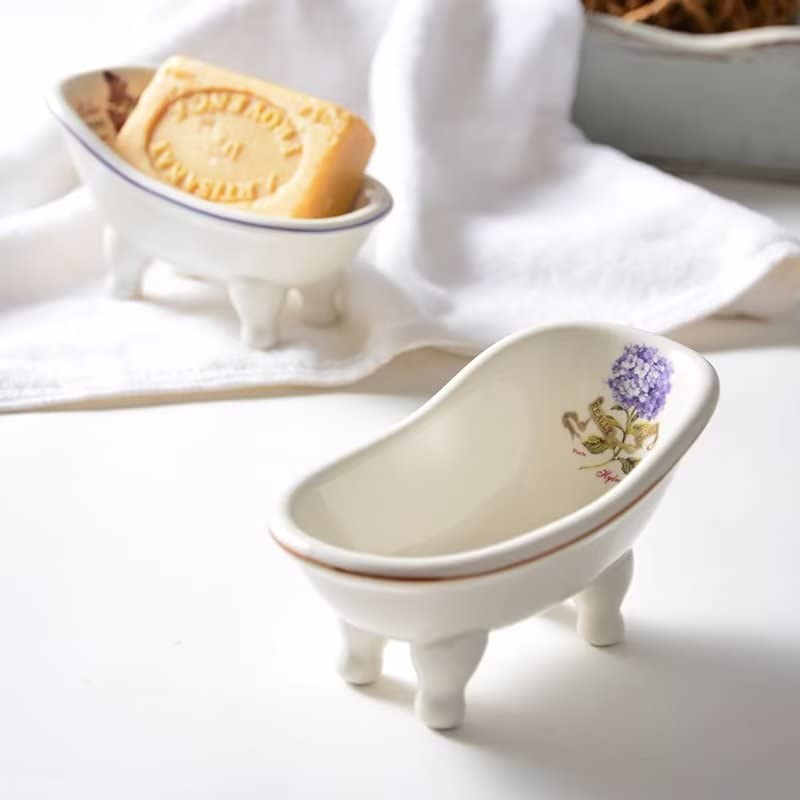 dodococa 1 Piece 5.6" Ceramic Mini Clawfoot Slipper Bathtub Soap Dish Vintage Decortative Soap Dish - Image 4