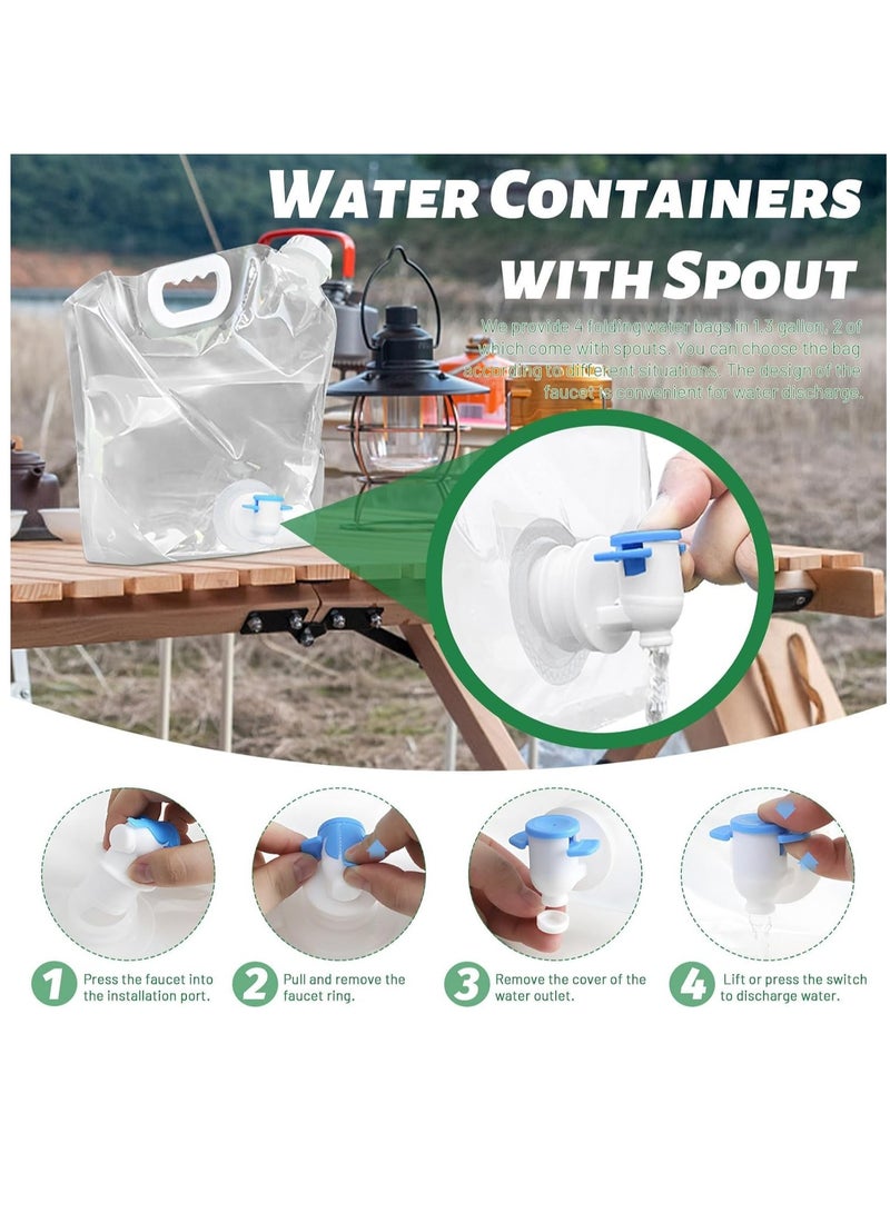 SYOSI 4 Pack Collapsible Water Jug Container Portable Water Bags with Spout Folding Plastic Water Carrier Tank No Leak Emergency Camping Water Storage for Travel Hiking (2.6 Gal) - Image 5