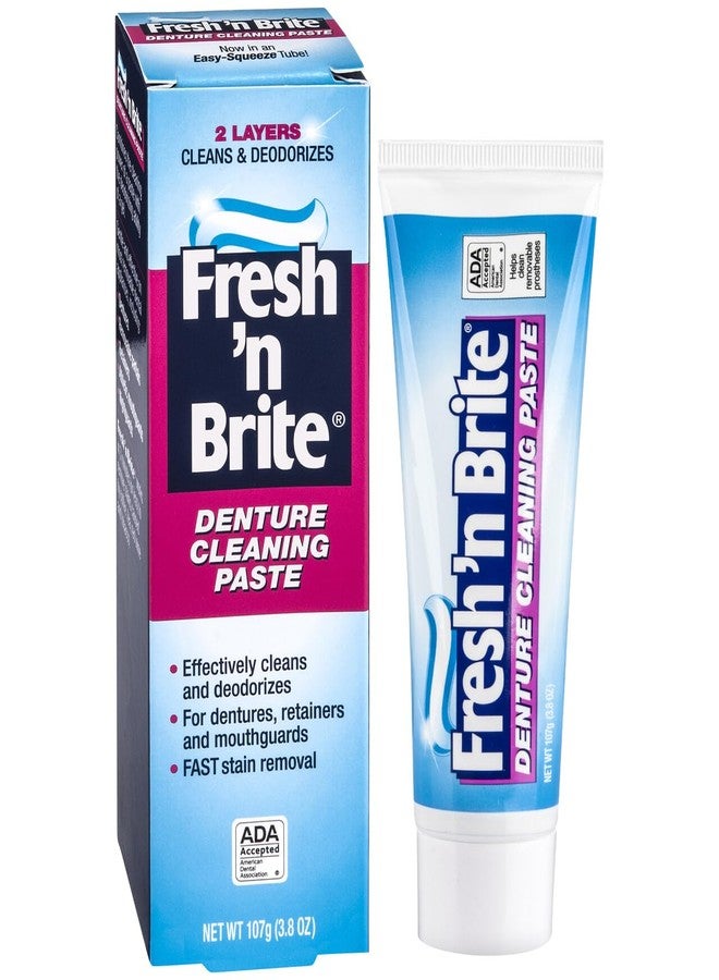 ستيم-يو-دينت معجون تنظيف أطقم الأسنان Fresh 'n Brite، مناسب لأطقم الأسنان الكاملة، وأطقم الأسنان الجزئية المتحركة، وأجهزة تقويم الأسنان، وواقيات الفم، وواقيات الأسنان الليلية، يزيل البقع بسرعة، عبوة من 3 أنابيب، كل أنبوب 3.8 أونصة. - Image 5