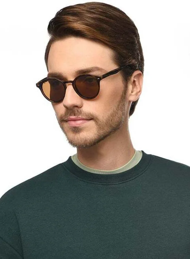 VINCENT CHASE VINCENT CHASE EYEWEAR Adult's Round Sunglasses Tortoise Frame, Brown Lens (Large)