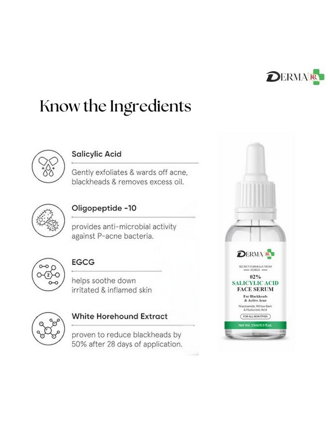 DERMAKR DERMA KR 2% Scilicylic acid Face Serum for blackheads & Active Acne -15ml - Image 2