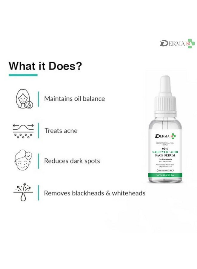 DERMAKR DERMA KR 2% Scilicylic acid Face Serum for blackheads & Active Acne -15ml - Image 3