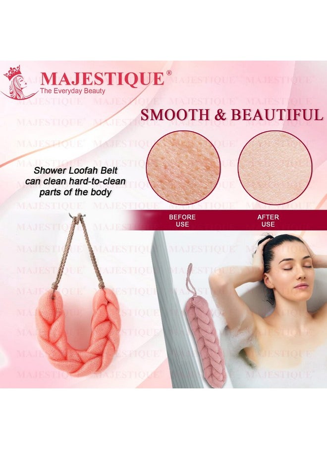 MAJESTIQUE Majestique Bath Belt Long Bath Loofah Stretchable Braided Mesh Exfoliating Back Scrubber Body Shower Sponge -Random Colors Value Pack best for Men and Women (Pack of 3)  - Image 3
