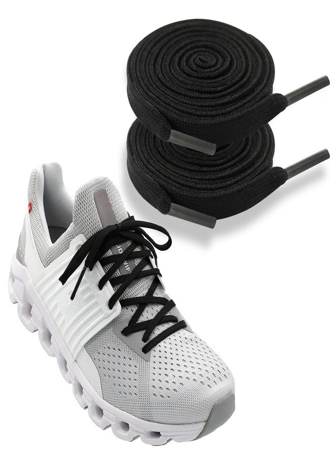NDTEZUGT 1/4" Flat Thin Shoe Laces, Original Athletic Shoelaces Shoe Strings Replacement Laces for On Cloud Sneakers (Black, 54''/140cm) - Image 1